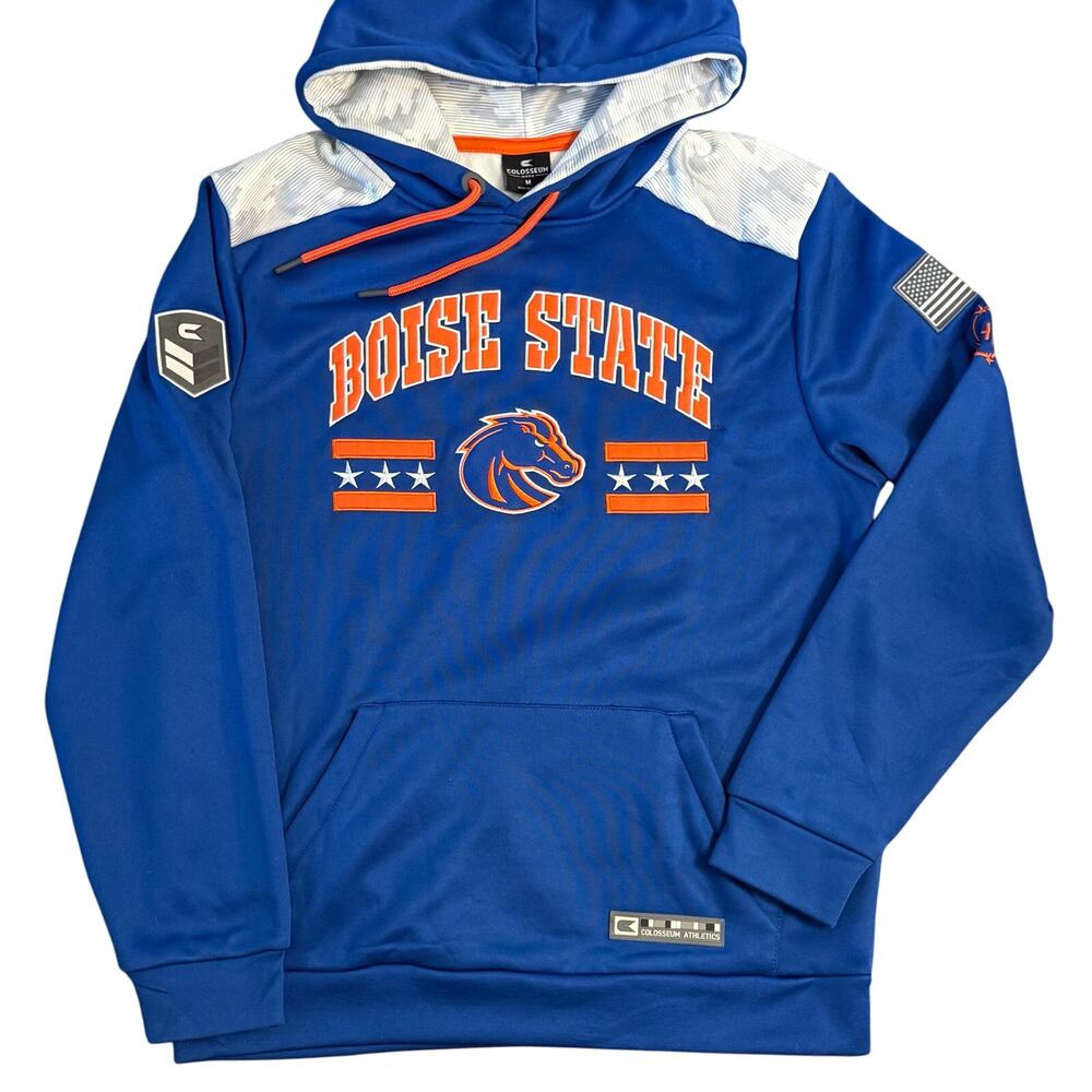 Boise State Hoodie Sweatshirt Broncos Colosseum Twill Embroidered Blue Unisex M